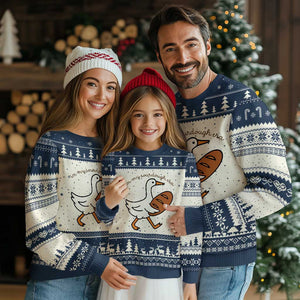 In My Sourdough Era Ugly Christmas Sweater Funny Silly Goose Sourdough TS14 Beige Navy Print Your Wear