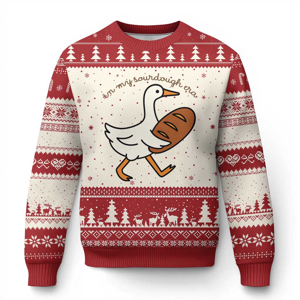 In My Sourdough Era Ugly Christmas Sweater Funny Silly Goose Sourdough TS14 Beige Red Print Your Wear