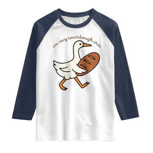In My Sourdough Era Raglan Shirt Funny Silly Goose Sourdough TS14 White Navy Print Your Wear