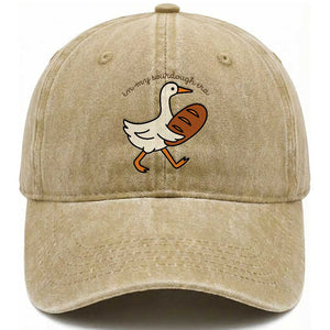 In My Sourdough Era Washed Cotton Baseball Cap Funny Silly Goose Sourdough TS14 Washed Cap Universal Fit Khaki Print Your Wear