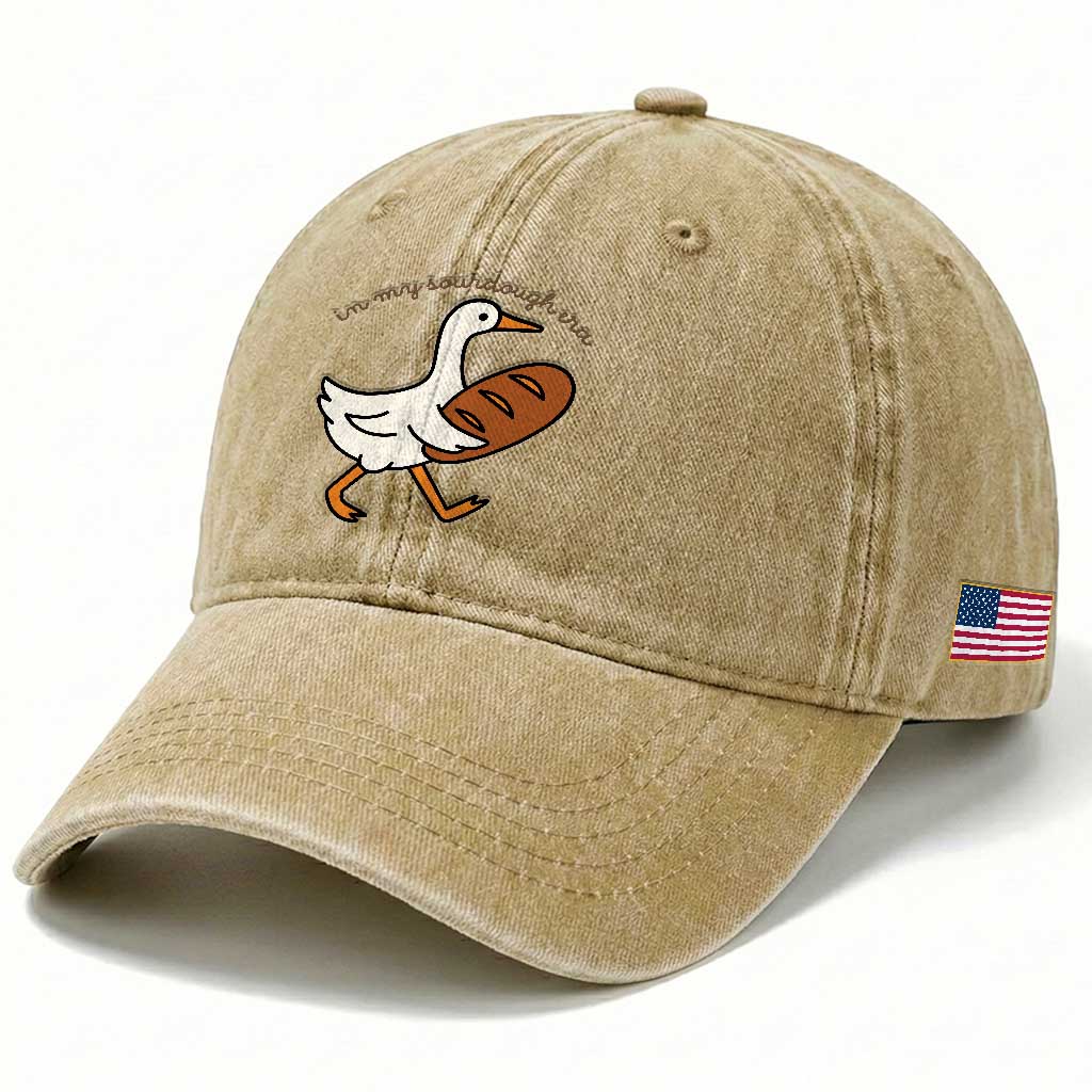 In My Sourdough Era Washed Cotton Baseball Cap Funny Silly Goose Sourdough TS14 Print Your Wear