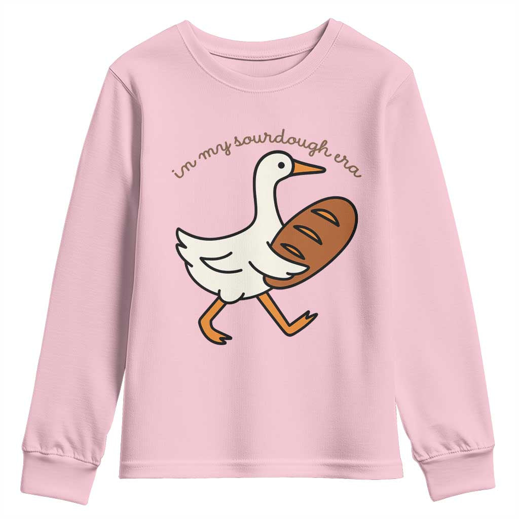 In My Sourdough Era Youth Sweatshirt Funny Silly Goose Sourdough TS14 Light Pink Print Your Wear