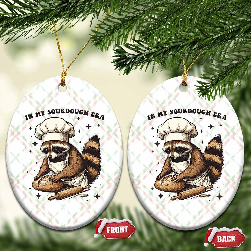 In My Sourdough Era Ceramic Ornament Funny Raccoon Baker TS14 Print Your Wear