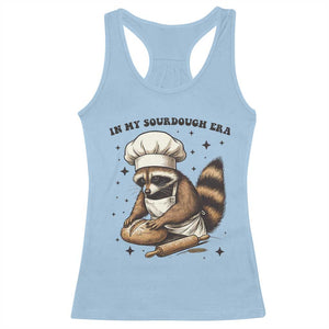 In My Sourdough Era Racerback Tank Top Funny Raccoon Baker TS14 Light Blue Print Your Wear