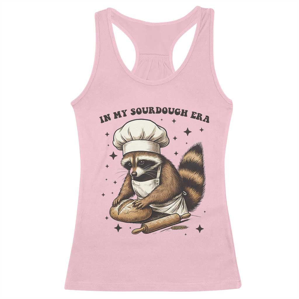 In My Sourdough Era Racerback Tank Top Funny Raccoon Baker TS14 Light Pink Print Your Wear
