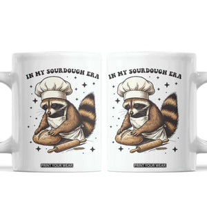 In My Sourdough Era Coffee Mug Funny Raccoon Baker TS14 White Print Your Wear