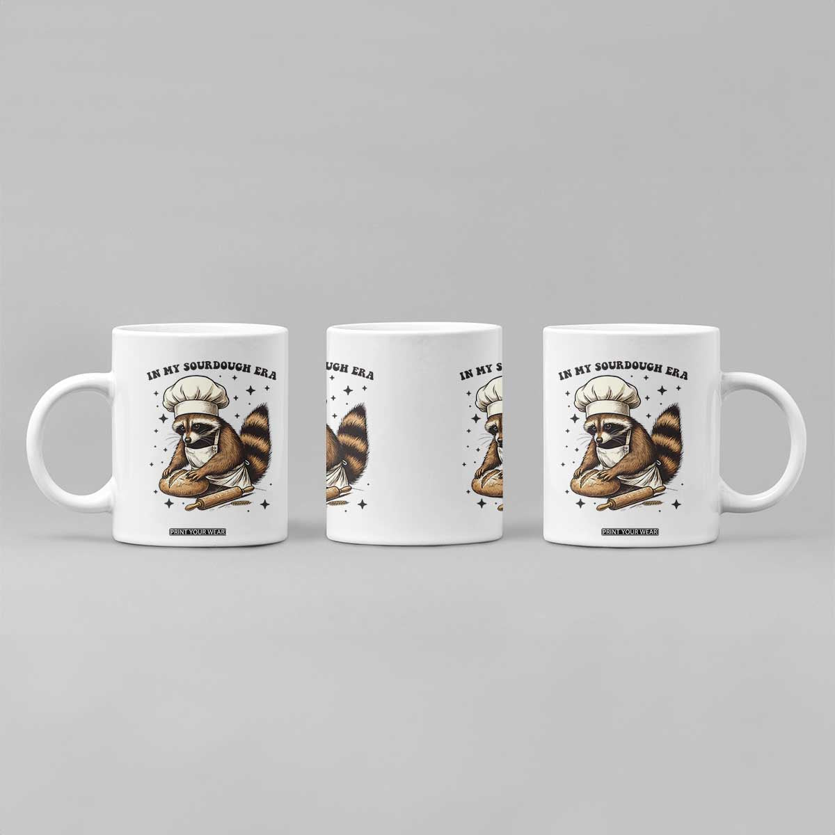 In My Sourdough Era Coffee Mug Funny Raccoon Baker TS14 Print Your Wear