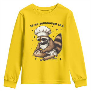 In My Sourdough Era Youth Sweatshirt Funny Raccoon Baker TS14 Daisy Print Your Wear