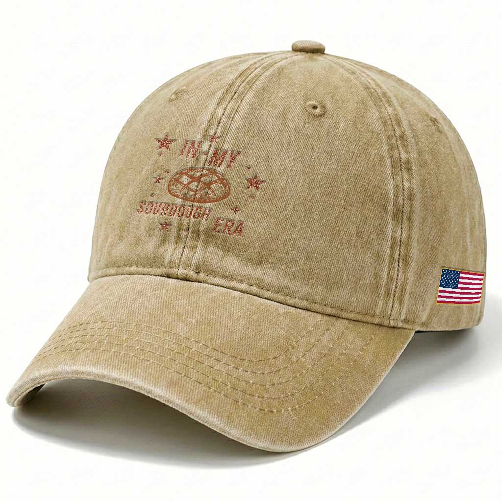 In My Sourdough Era Washed Cotton Baseball Cap Funny Baking Bread Lover TS14 Print Your Wear