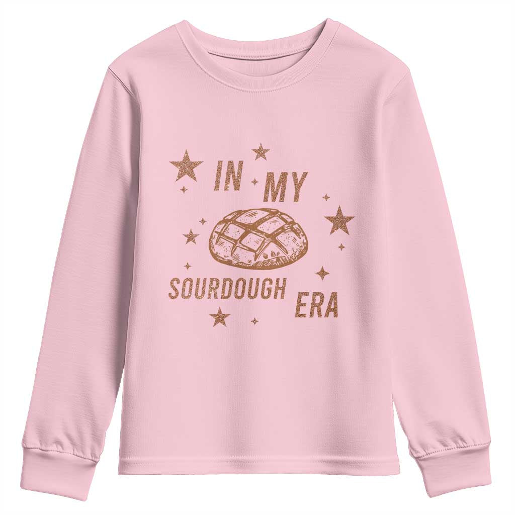 In My Sourdough Era Youth Sweatshirt Funny Baking Bread Lover TS14 Light Pink Print Your Wear