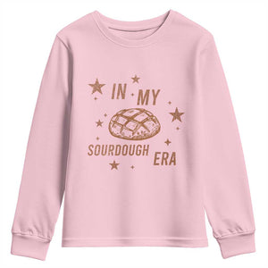 In My Sourdough Era Youth Sweatshirt Funny Baking Bread Lover TS14 Light Pink Print Your Wear