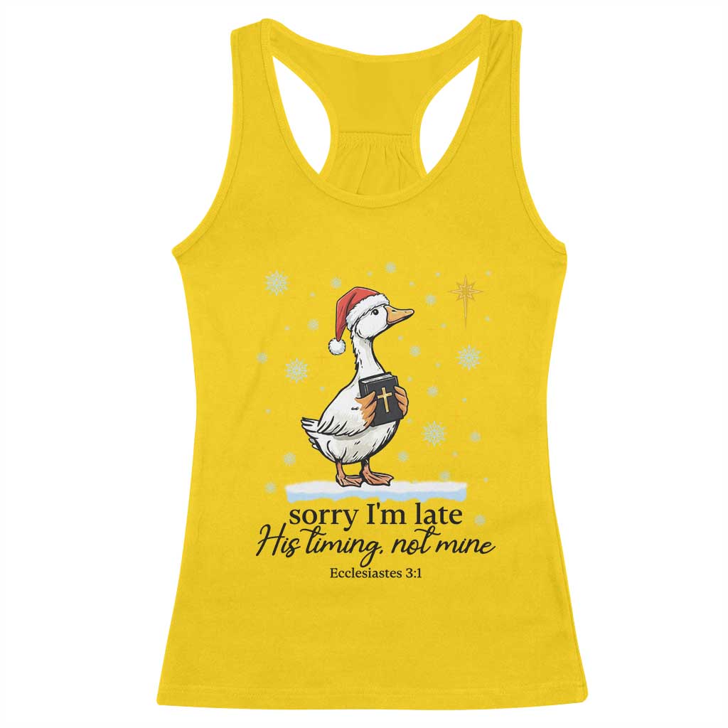 Christian Goose Racerback Tank Top Sorry I Am Late His Timing Not Mine TS14 Daisy Print Your Wear
