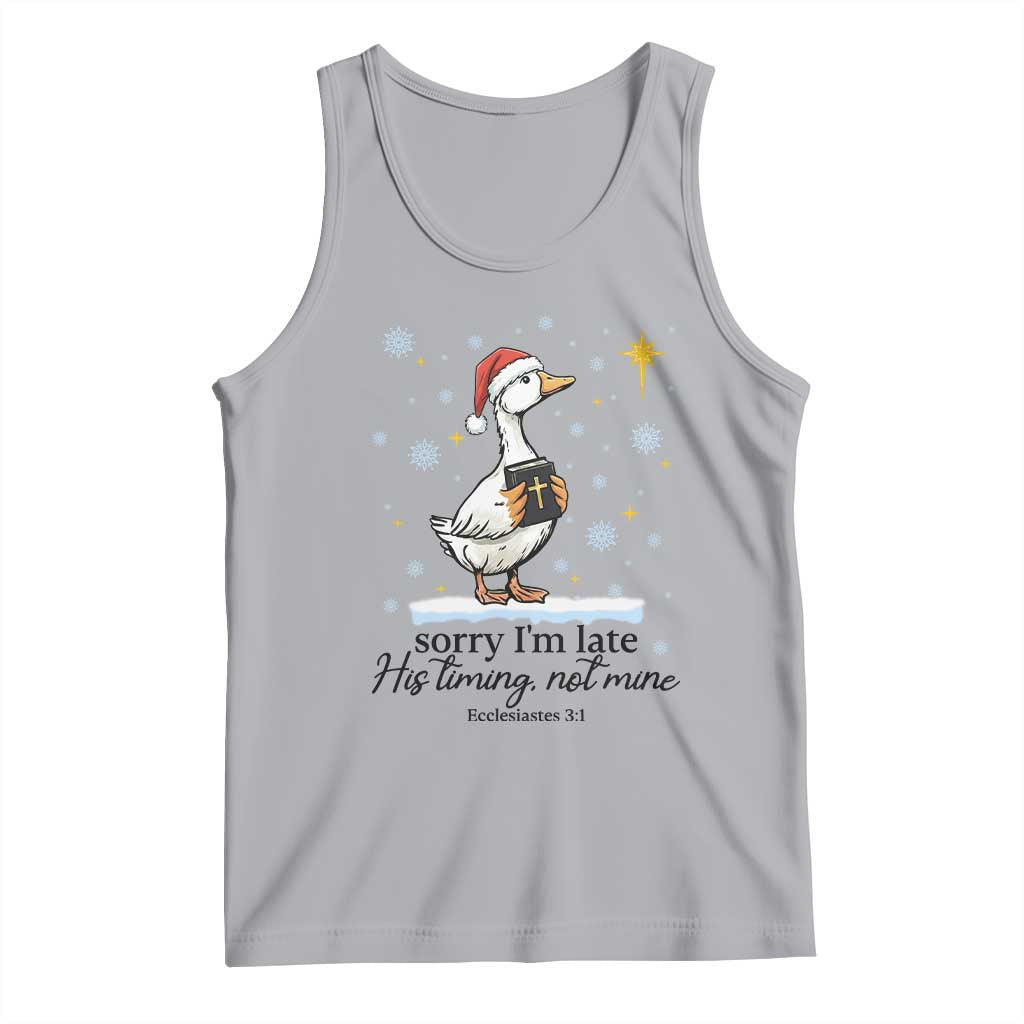 Christian Goose Tank Top Sorry I Am Late His Timing Not Mine TS14 Athletic Heather Print Your Wear