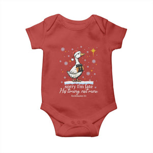 Christian Silly Goose Baby Onesie Sorry I Am Late His Timing Not Mine TS14 Red Print Your Wear