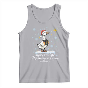 Christian Silly Goose Tank Top Sorry I Am Late His Timing Not Mine TS14 Athletic Heather Print Your Wear