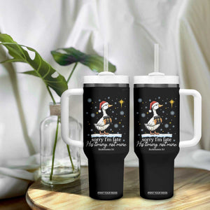 Christian Silly Goose Tumbler With Handle Sorry I Am Late His Timing Not Mine TS14 Print Your Wear