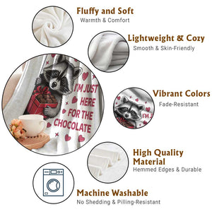 Valentine Racoon Trash Panda Throw Blanket I'm Just Here For The Chocolate TS14 Print Your Wear