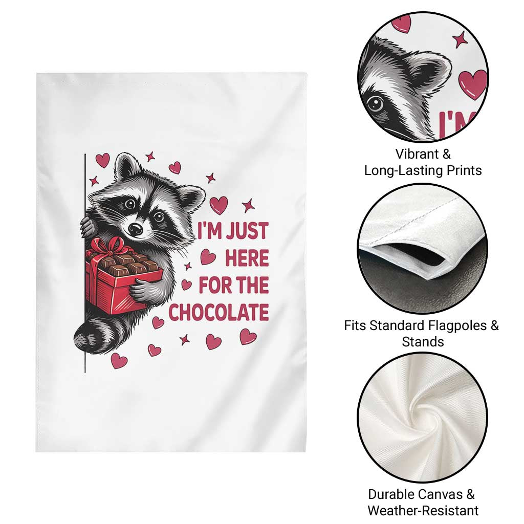 Valentine Racoon Trash Panda Garden Flag I'm Just Here For The Chocolate TS14 Print Your Wear