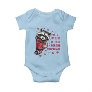 Valentine Racoon Trash Panda Baby Onesie I'm Just Here For The Chocolate TS14 Light Blue Print Your Wear