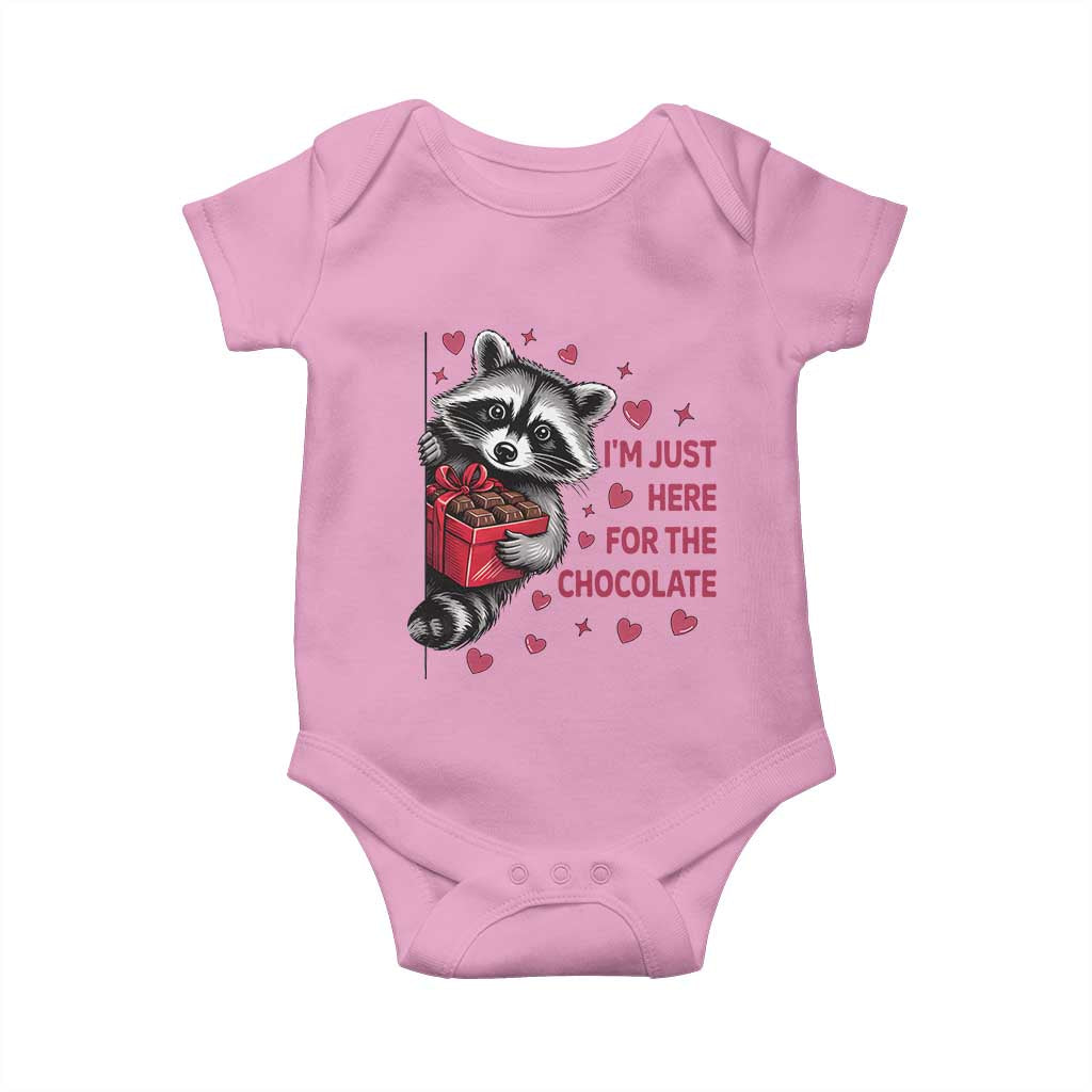 Valentine Racoon Trash Panda Baby Onesie I'm Just Here For The Chocolate TS14 Light Pink Print Your Wear