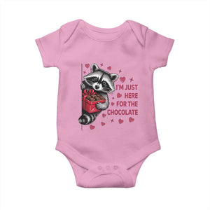 Valentine Racoon Trash Panda Baby Onesie I'm Just Here For The Chocolate TS14 Light Pink Print Your Wear