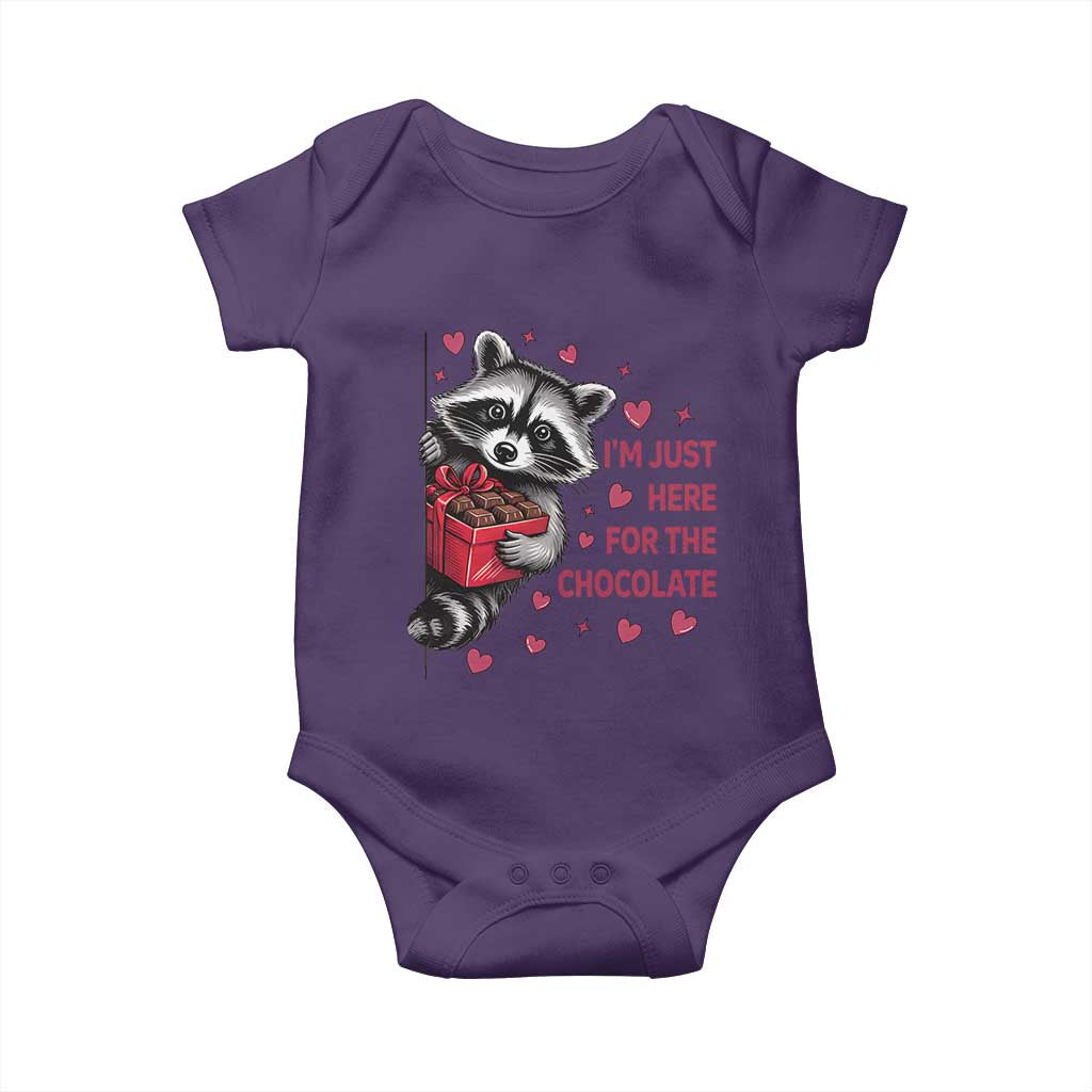 Valentine Racoon Trash Panda Baby Onesie I'm Just Here For The Chocolate TS14 Purple Print Your Wear