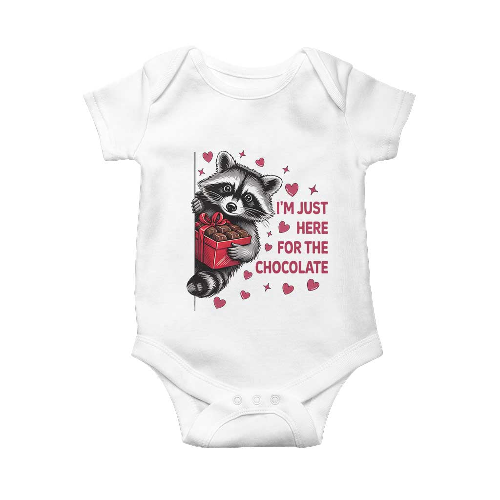 Valentine Racoon Trash Panda Baby Onesie I'm Just Here For The Chocolate TS14 White Print Your Wear