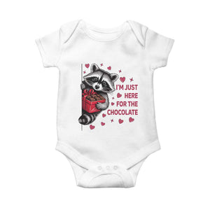 Valentine Racoon Trash Panda Baby Onesie I'm Just Here For The Chocolate TS14 White Print Your Wear