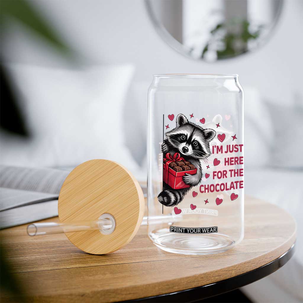 Valentine Racoon Trash Panda Glass Can I'm Just Here For The Chocolate TS14 Print Your Wear