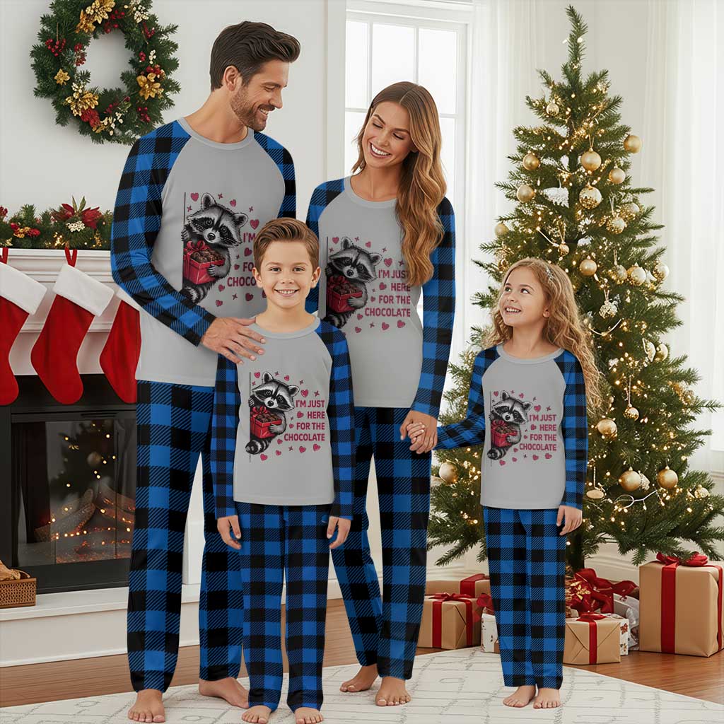 Valentine Racoon Trash Panda Plaid Pajama Set I'm Just Here For The Chocolate TS14 Blue Plaid Print Your Wear