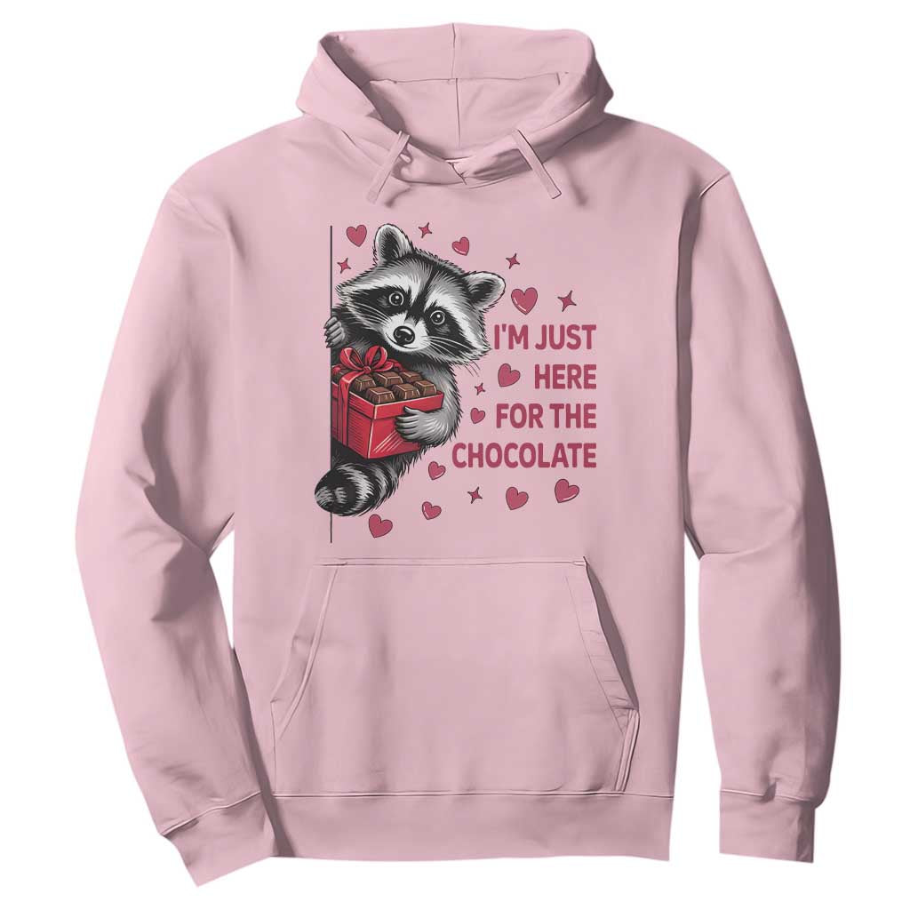 Valentine Racoon Trash Panda Hoodie I'm Just Here For The Chocolate TS14 Light Pink Print Your Wear