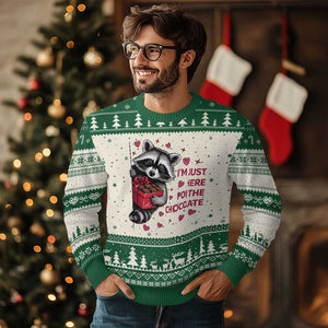 Valentine Racoon Trash Panda Ugly Christmas Sweater I'm Just Here For The Chocolate TS14 Beige Green Print Your Wear