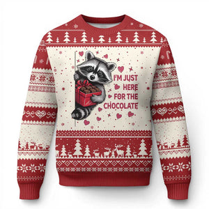 Valentine Racoon Trash Panda Ugly Christmas Sweater I'm Just Here For The Chocolate TS14 Beige Red Print Your Wear