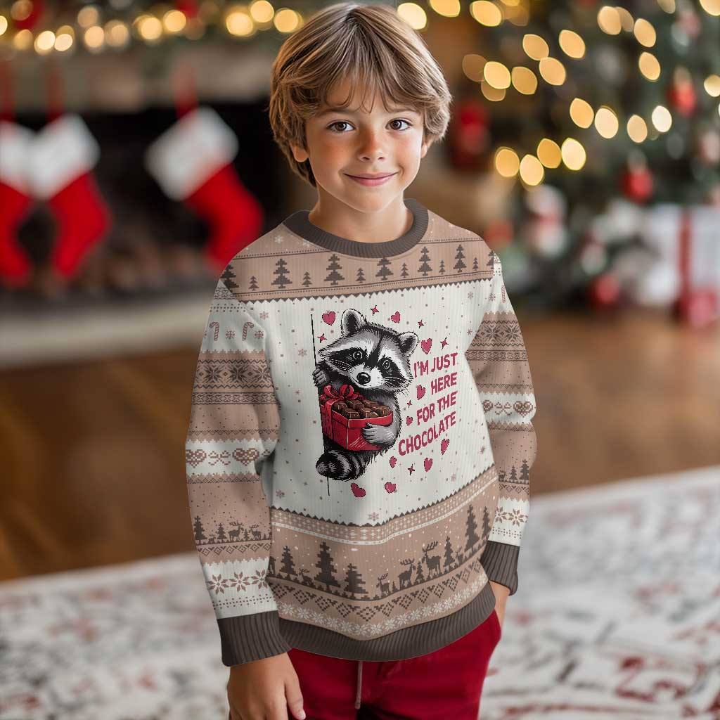 Valentine Racoon Trash Panda Ugly Christmas Sweater I'm Just Here For The Chocolate TS14 Mocha Mousse Print Your Wear