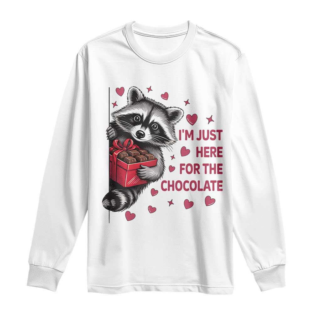 Valentine Racoon Trash Panda Long Sleeve Shirt I'm Just Here For The Chocolate TS14 White Print Your Wear