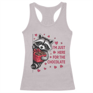 Valentine Racoon Trash Panda Racerback Tank Top I'm Just Here For The Chocolate TS14 Ice Gray Print Your Wear