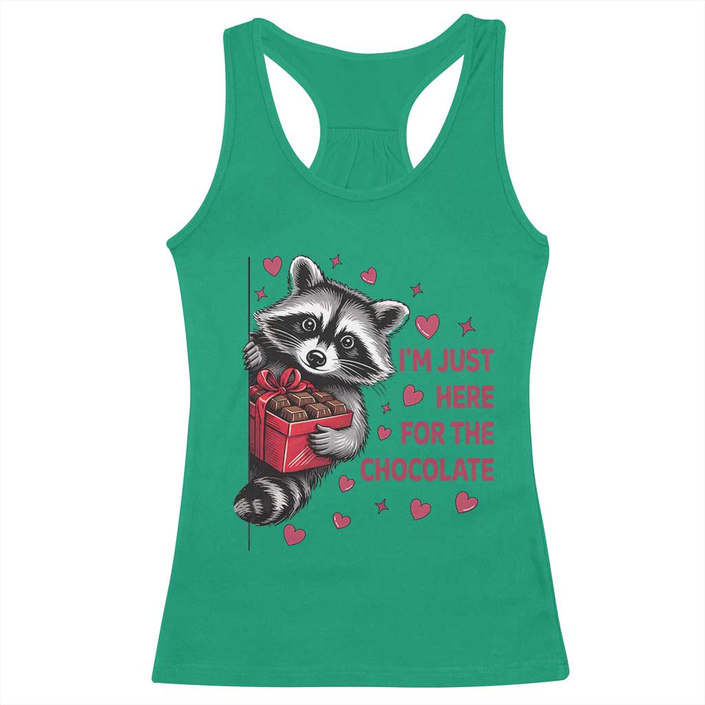 Valentine Racoon Trash Panda Racerback Tank Top I'm Just Here For The Chocolate TS14 Irish Green Print Your Wear