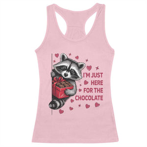 Valentine Racoon Trash Panda Racerback Tank Top I'm Just Here For The Chocolate TS14 Light Pink Print Your Wear