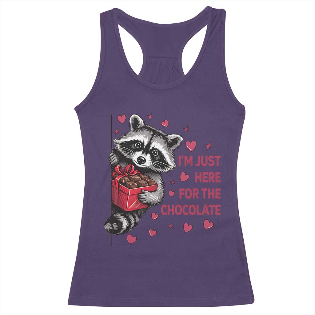 Valentine Racoon Trash Panda Racerback Tank Top I'm Just Here For The Chocolate TS14 Purple Print Your Wear