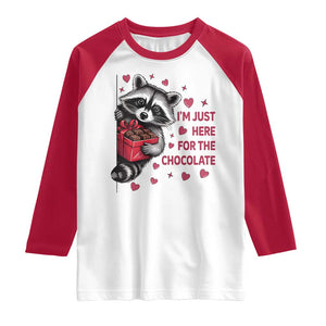 Valentine Racoon Trash Panda Raglan Shirt I'm Just Here For The Chocolate TS14 White Red Print Your Wear