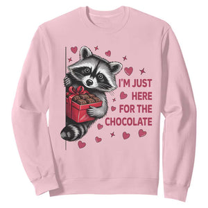 Valentine Racoon Trash Panda Sweatshirt I'm Just Here For The Chocolate TS14 Light Pink Print Your Wear