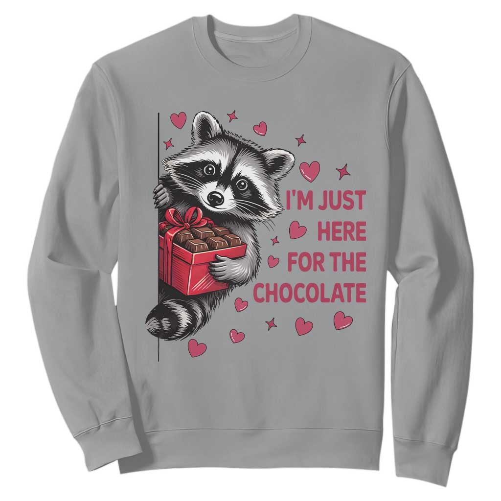 Valentine Racoon Trash Panda Sweatshirt I'm Just Here For The Chocolate TS14 Sport Gray Print Your Wear