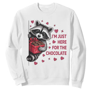 Valentine Racoon Trash Panda Sweatshirt I'm Just Here For The Chocolate TS14 White Print Your Wear