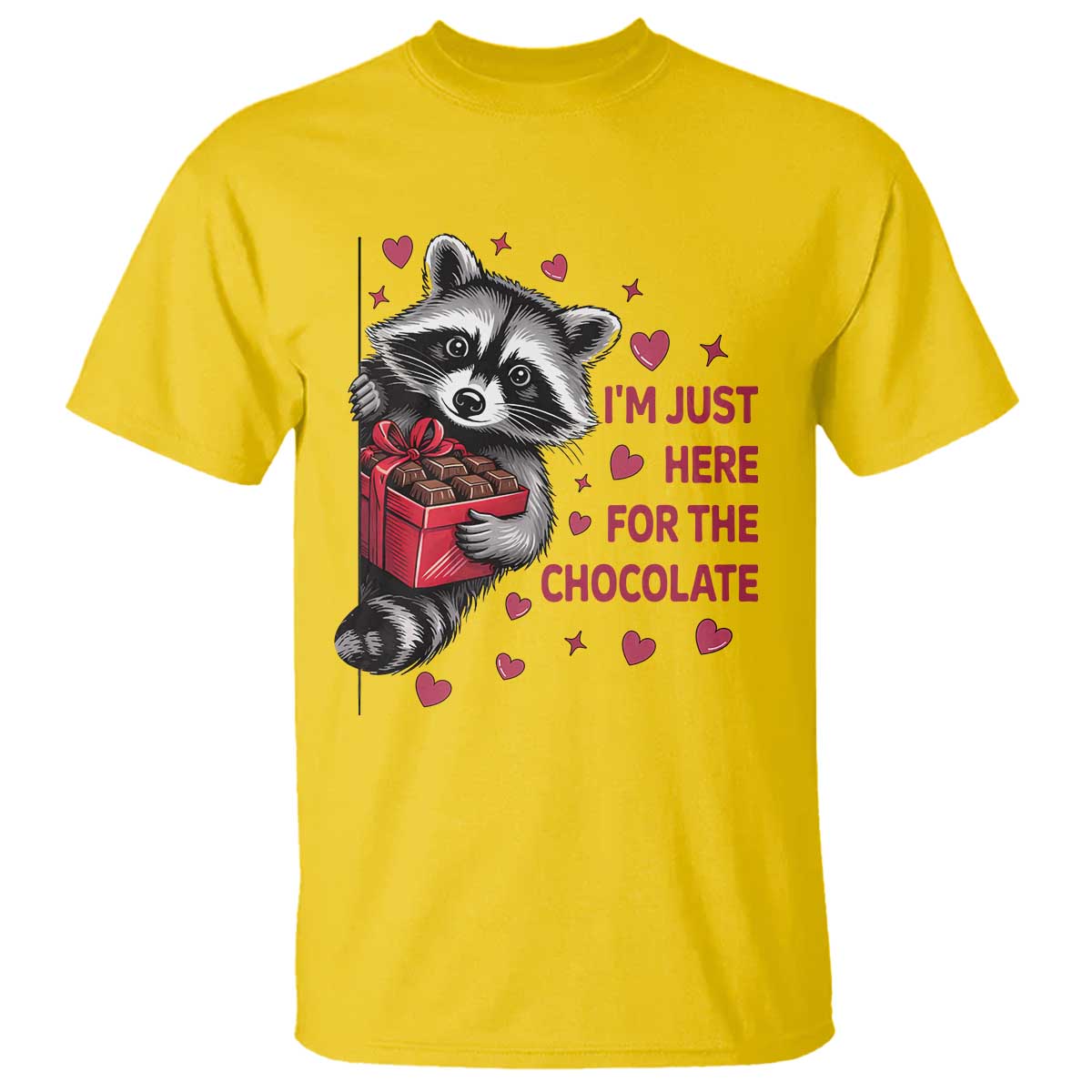 Valentine Racoon Trash Panda T Shirt I'm Just Here For The Chocolate TS14 Daisy Print Your Wear