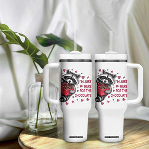 Valentine Racoon Trash Panda Tumbler With Handle I'm Just Here For The Chocolate TS14 Print Your Wear