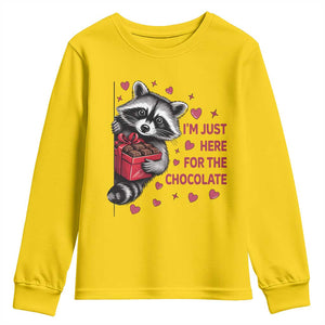 Valentine Racoon Trash Panda Youth Sweatshirt I'm Just Here For The Chocolate TS14 Daisy Print Your Wear