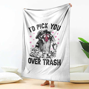 Valentine Racoon Trash Panda Throw Blanket I Would Pick You Over Trash TS14 Print Your Wear