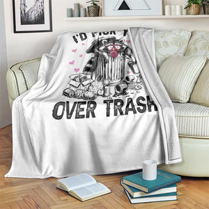 Valentine Racoon Trash Panda Throw Blanket I Would Pick You Over Trash TS14 Print Your Wear