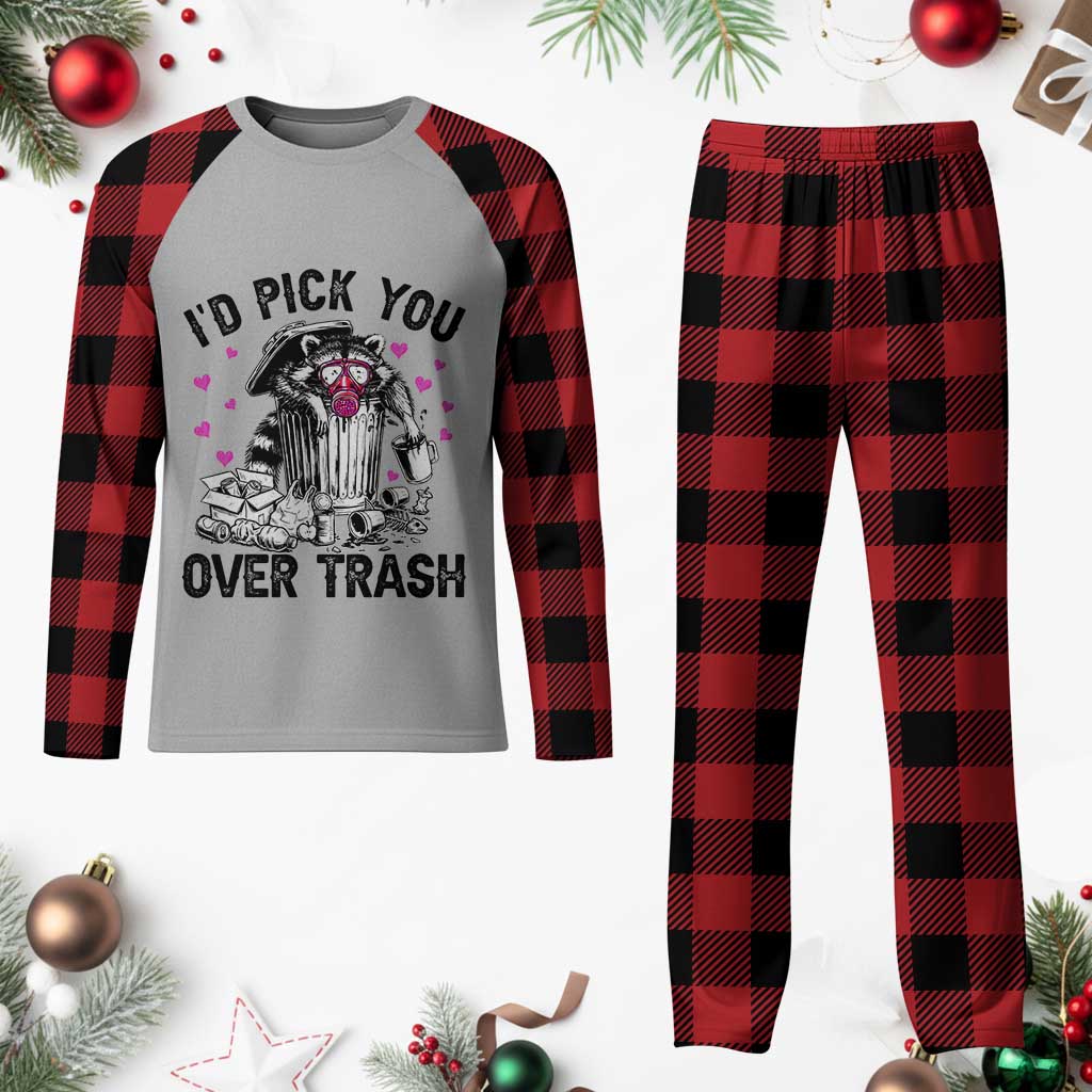 Valentine Racoon Trash Panda Plaid Pajama Set I Would Pick You Over Trash TS14 Buffalo Plaid Print Your Wear