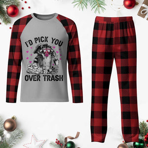 Valentine Racoon Trash Panda Plaid Pajama Set I Would Pick You Over Trash TS14 Buffalo Plaid Print Your Wear